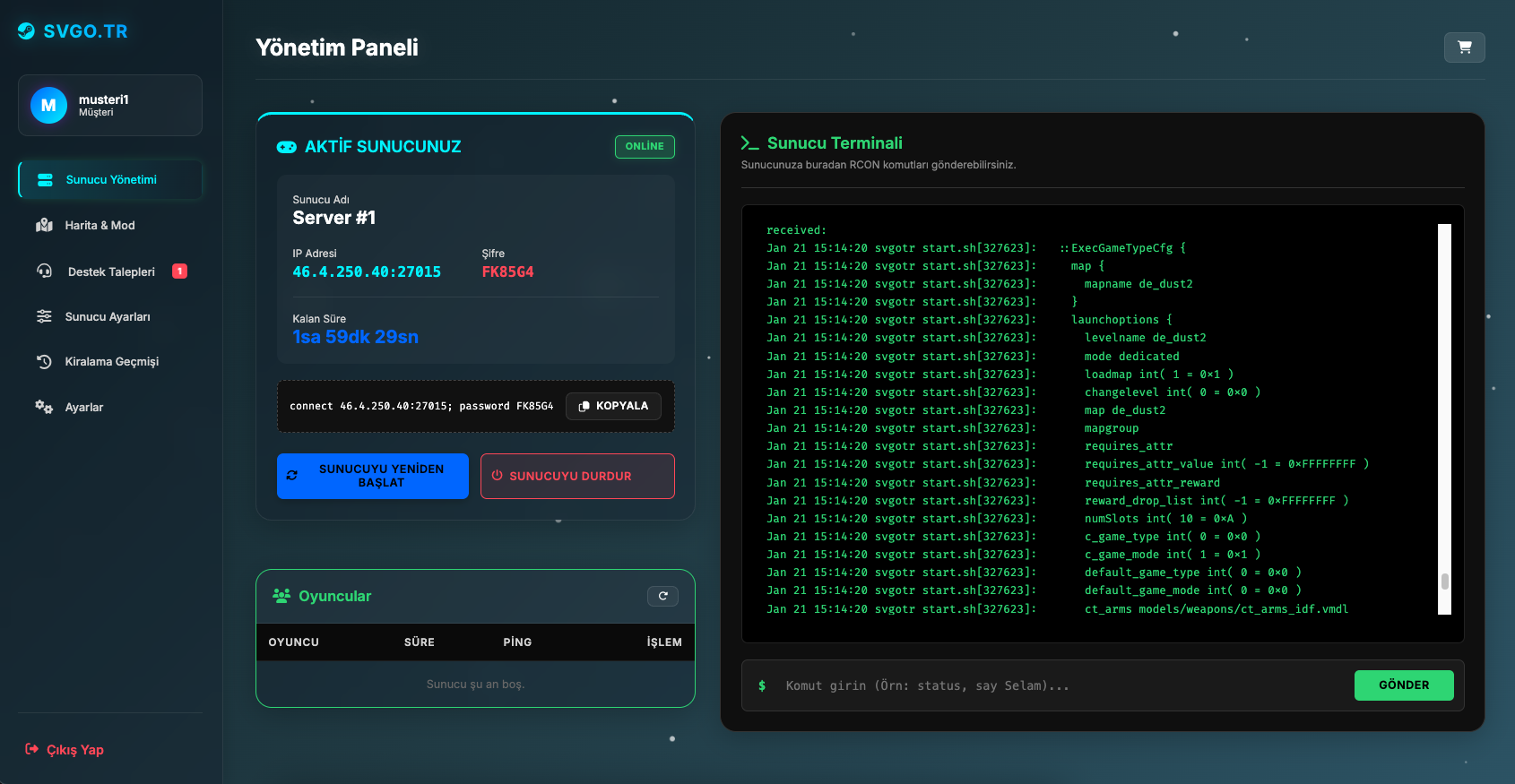 svgo.tr Sunucu Yönetim Paneli